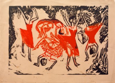 Sich überschlagende akrobatische Tänzerinnen von Ernst Ludwig Kirchner